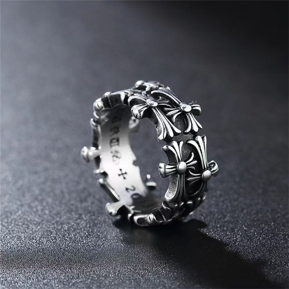 Wholesale Trendy Double Cross Couple Ring Adjustable Retro Color Zinc Alloy Fashion Accessory