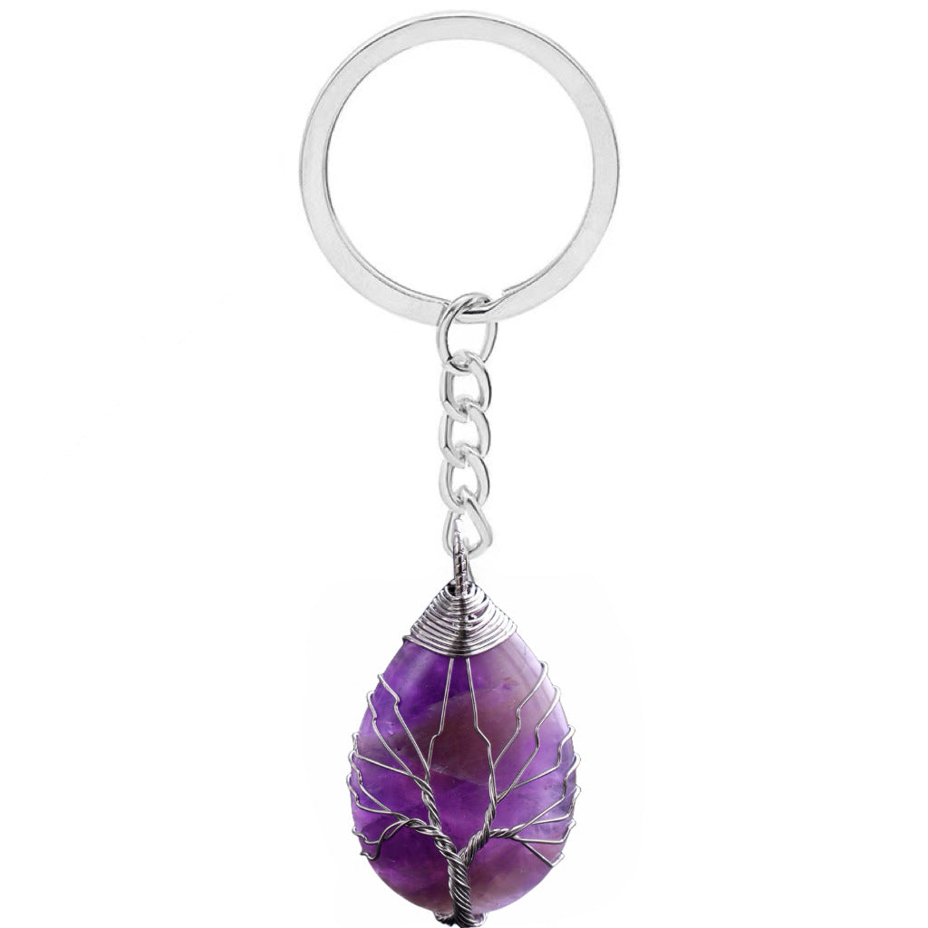 Wholesale Drop Shaped Tree of Life Handmade Wire Wrapped Metal Keychain ACC-KC-YuChan001