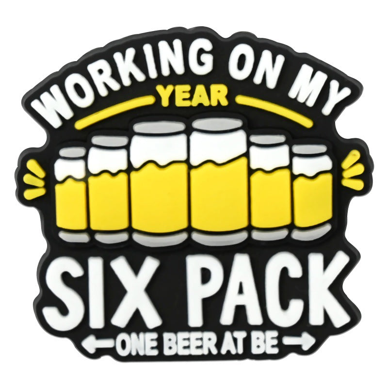 Wholesale  Random 100pcs e-commerce beer festival phrase series of clogs PVC Soft Rubber Shoe Buckle Decoration