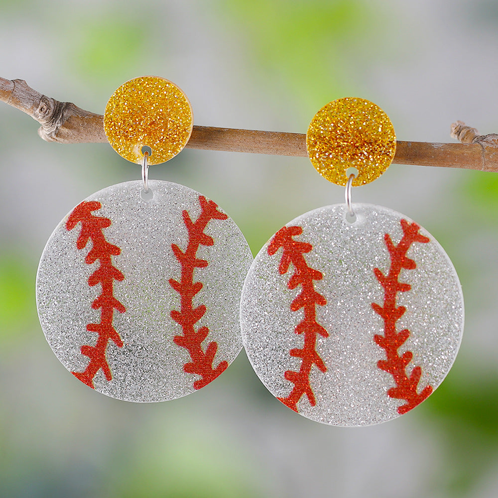 Wholesale Ball acrylic sequin-panelled drop earrings