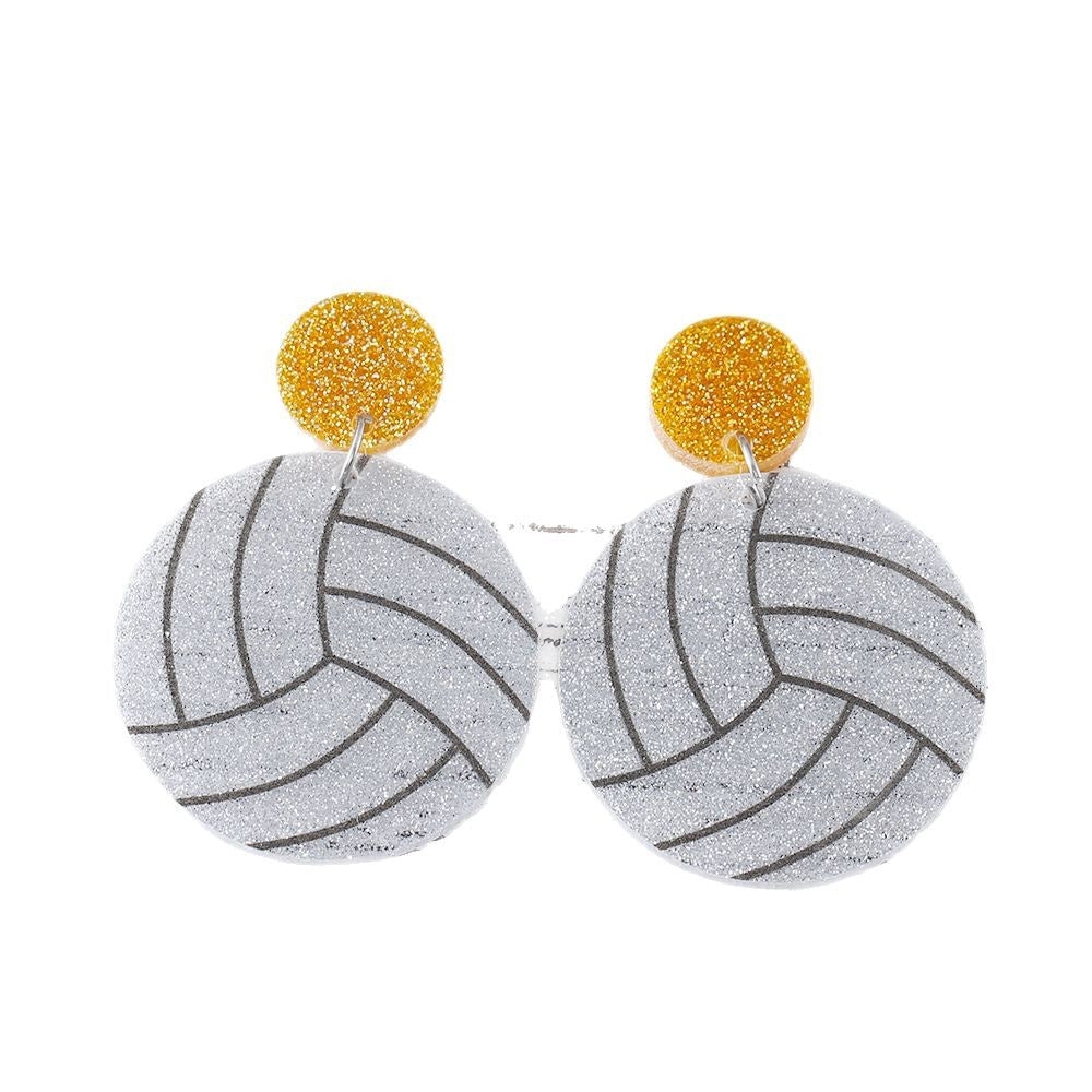 Wholesale Ball acrylic sequin-panelled drop earrings