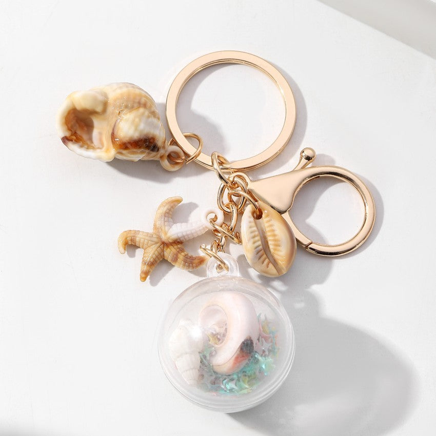 Wholesale Creative Personality Seaside Holiday Shell Conch Starfish Keychains ACC-KC-RongR073