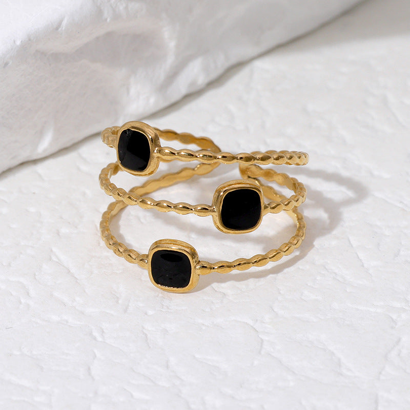Wholesale Geometric Design Open Ring For Women 18K Gold Plated Simple Stainless Steel Trendy Jewelry Gift