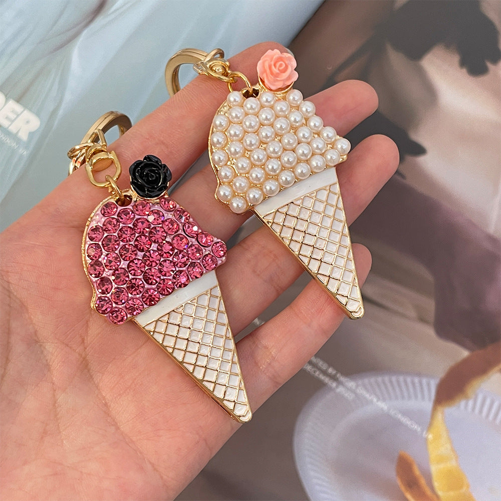 Wholesale Diamond Pearl Ice Cream Car Metal Keychains ACC-KC-ChenHui007