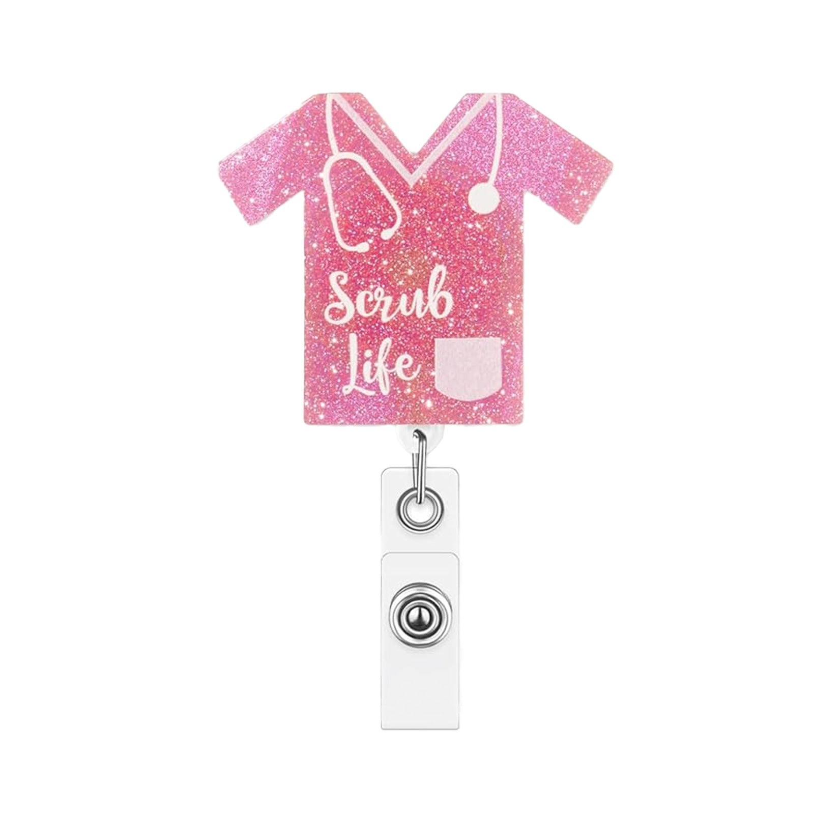 Wholesale Pink Acrylic Retractable Badge Reel for Medical Staff Everyday ID Card Holder