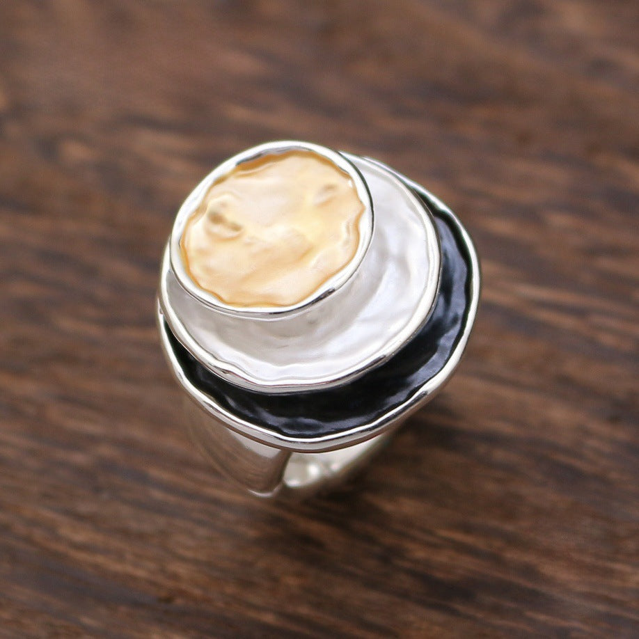 Wholesale Versatile Colorful Oil Painting Ring  Geometric Three-Layer Elastic Adjustable Ring