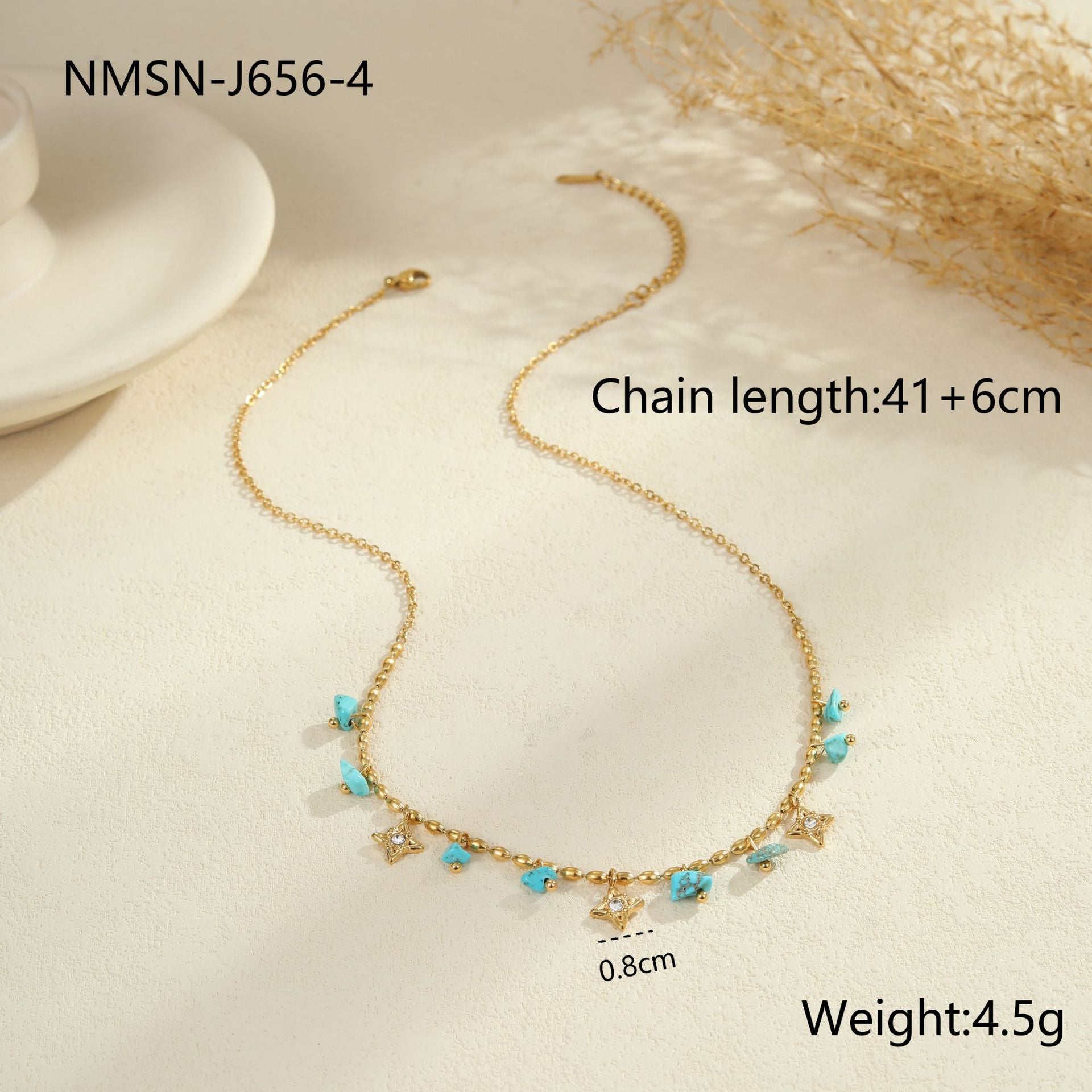 Wholesale Bohemian Luxury Turquoise Natural Stone Necklace and Ring