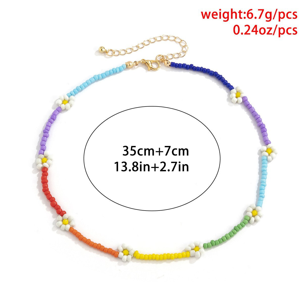 Wholesale  small Daisy contrast color stitching clavicle chain  necklace