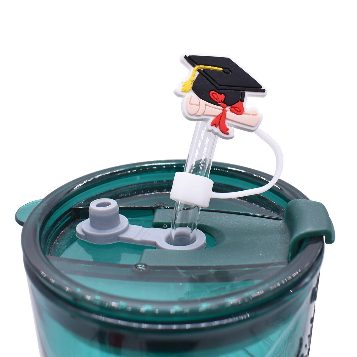 Wholesale Random 100pcs Graduation Season Straw Tube Cap 10mm Soft Plastic Straw Decoration Straw Cover ACC-SCR-RYY038