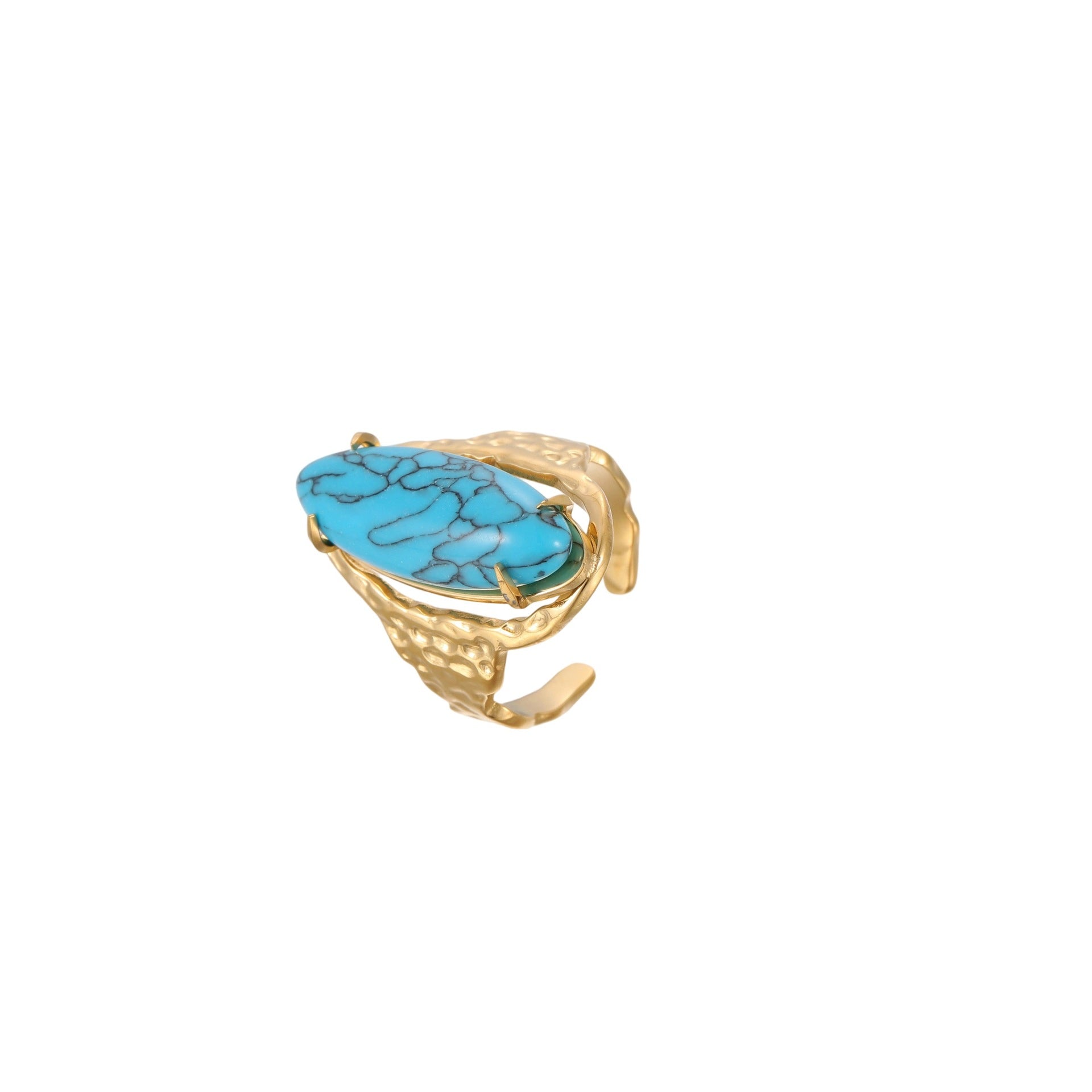 Wholesale Stainless Steel Western Style Turquoise Adjustable Ring