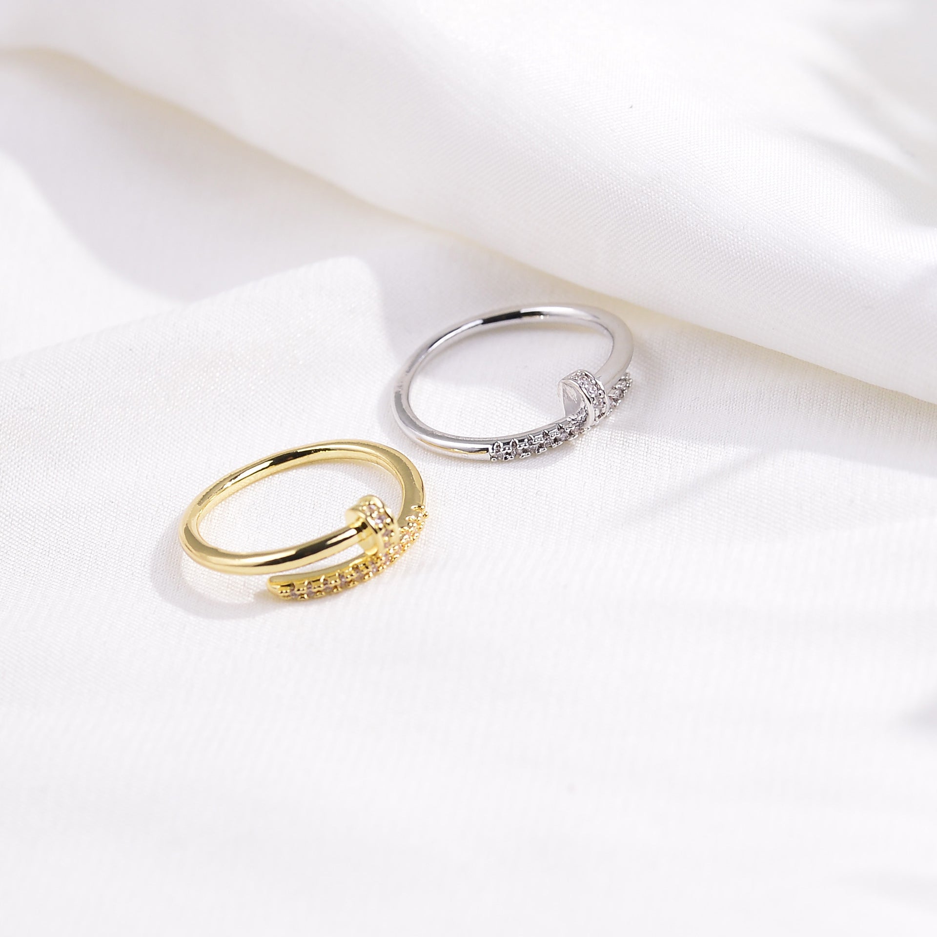 Wholesale Brass spiral nail diamond ring