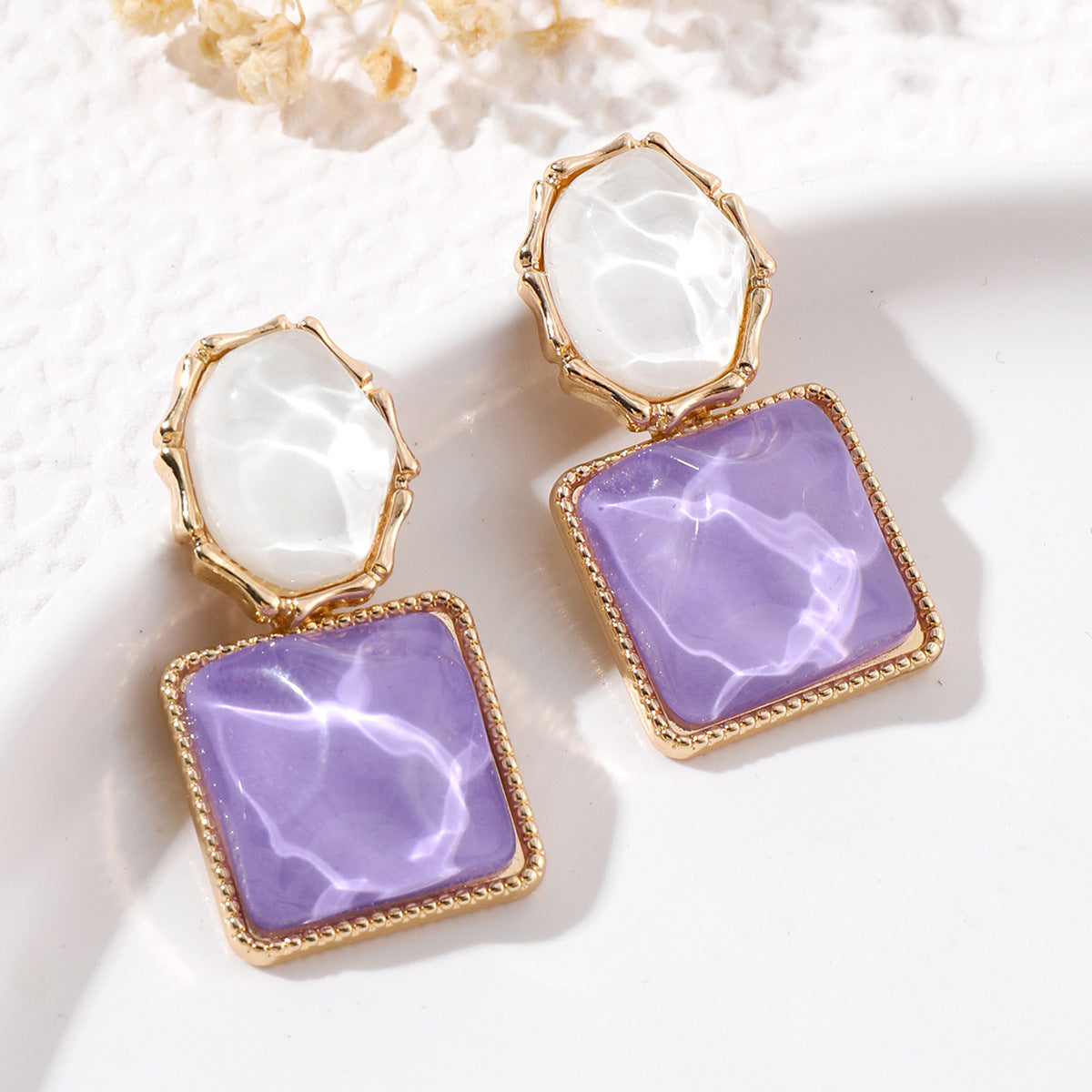 Wholesale Trendy Resin Water Ripple Earrings,  French Style Fashion Jewelry for Everyday Wear