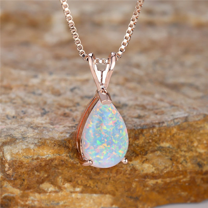 Wholesale  Colorful Water Drops Gem Pendant Necklac