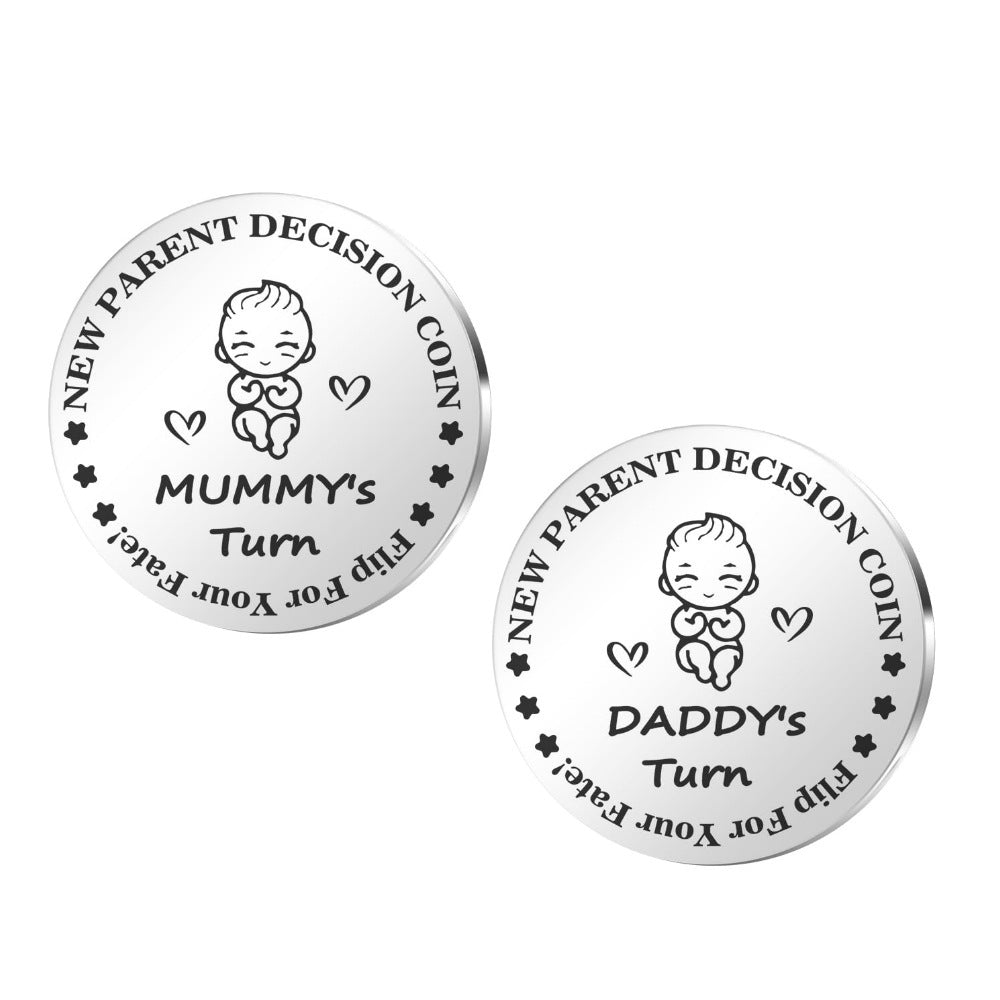 Wholesale Stylish Titanium Steel Commemorative Coin Keychain Family Fun Game Decorative Accessory For Gift Resale