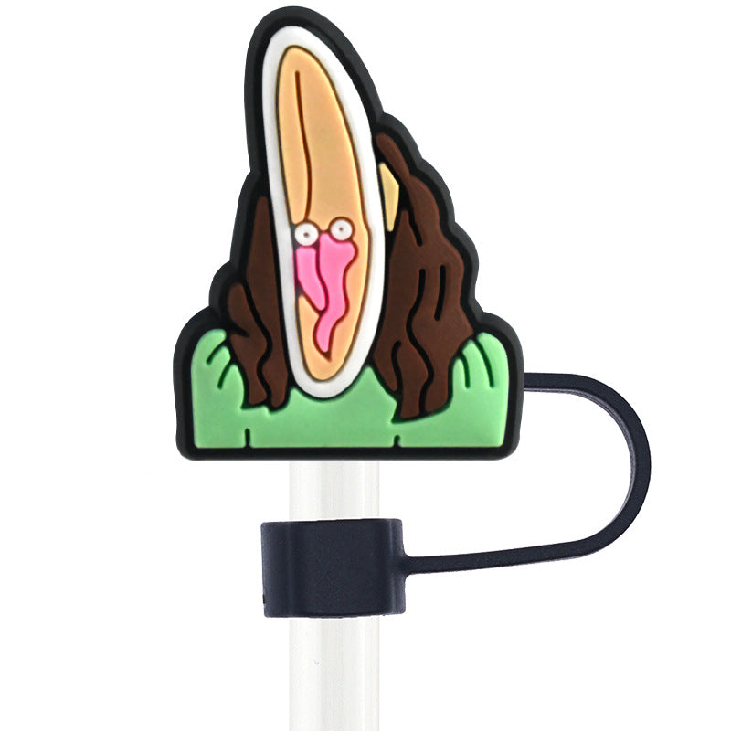 Wholesale Random 100pcs Dark Style 10mm PVC Soft Straw Tube Cap ACC-SCR-RYY100