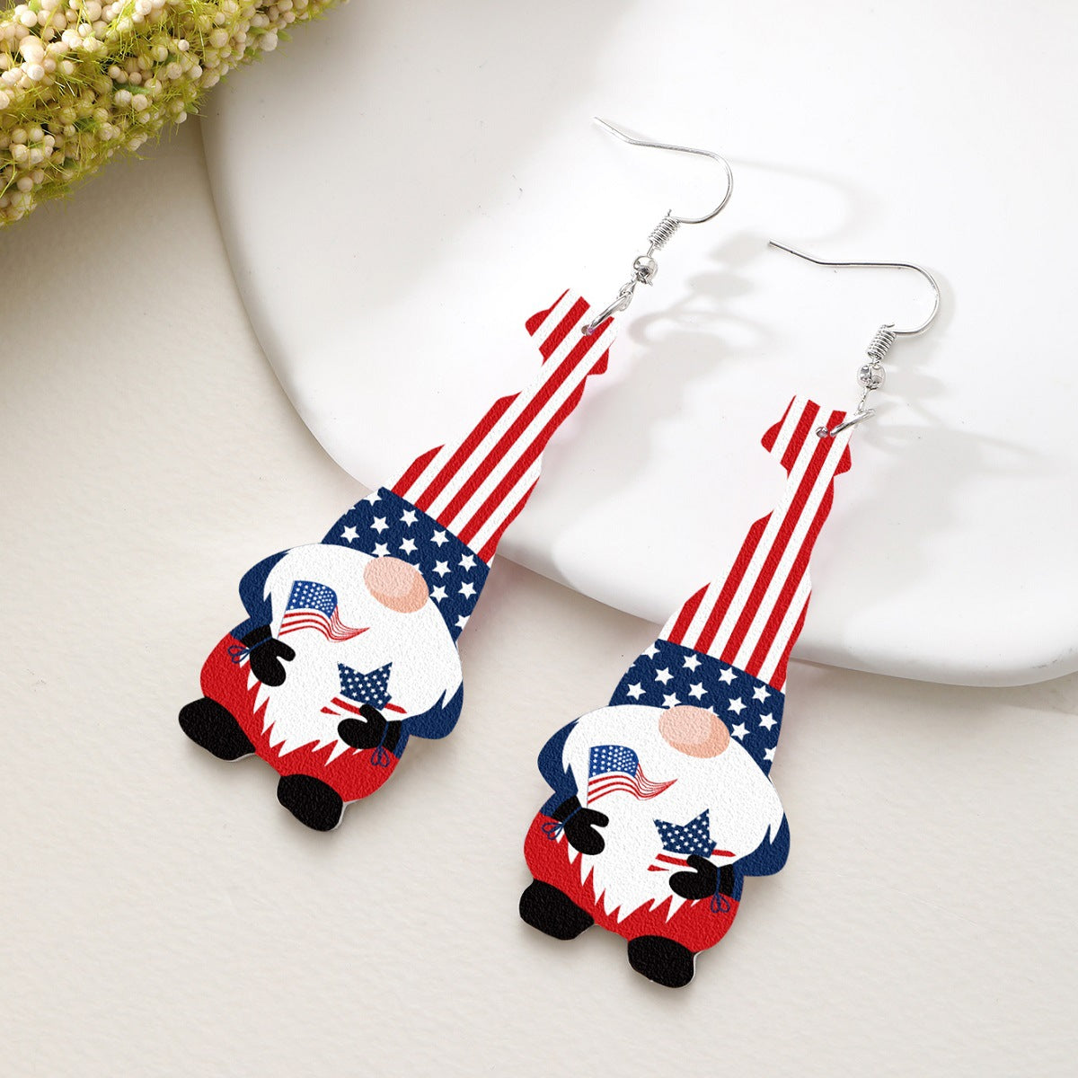 Wholesale  Independence Day Dwarf Stars and Stripes Acrylic Earrings