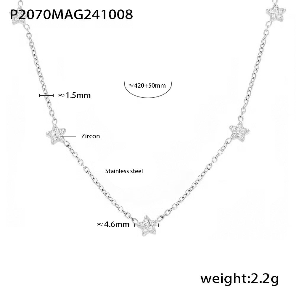 Wholesale Light Luxury Star Design Stainless Steel Zircon Necklace Gift Jewelry Accessory