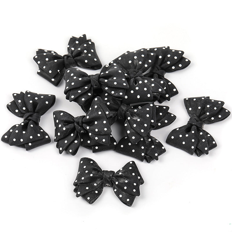Wholesale 25PCS Large Polka Dot Bow Straight Hole Beads DIY Resin Accessories Beading Material ACC-BDS-BLG045