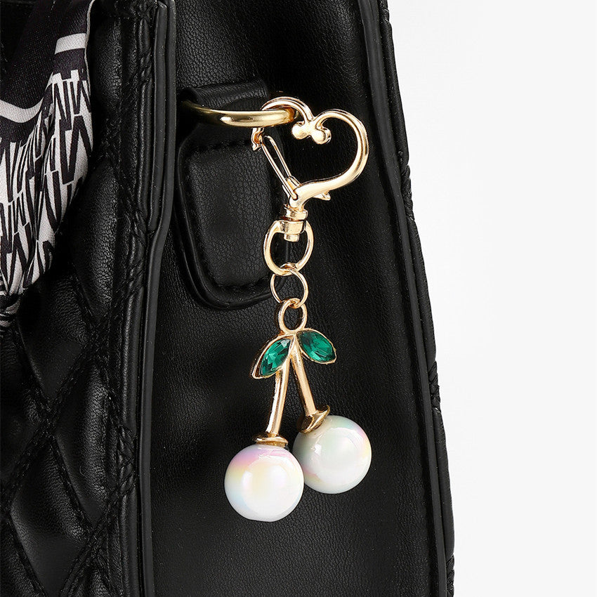 Wholesale Cute Three-dimensional Diamond Red Cherry Keychain ACC-KC-RongRui028