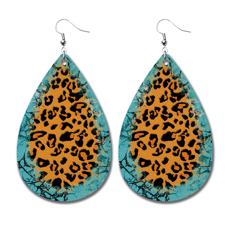 Wholesale 2 Pairs/pack Christmas Cow Elk Santa Claus Leopard Print Leather Earrings ACC-ES-HY110