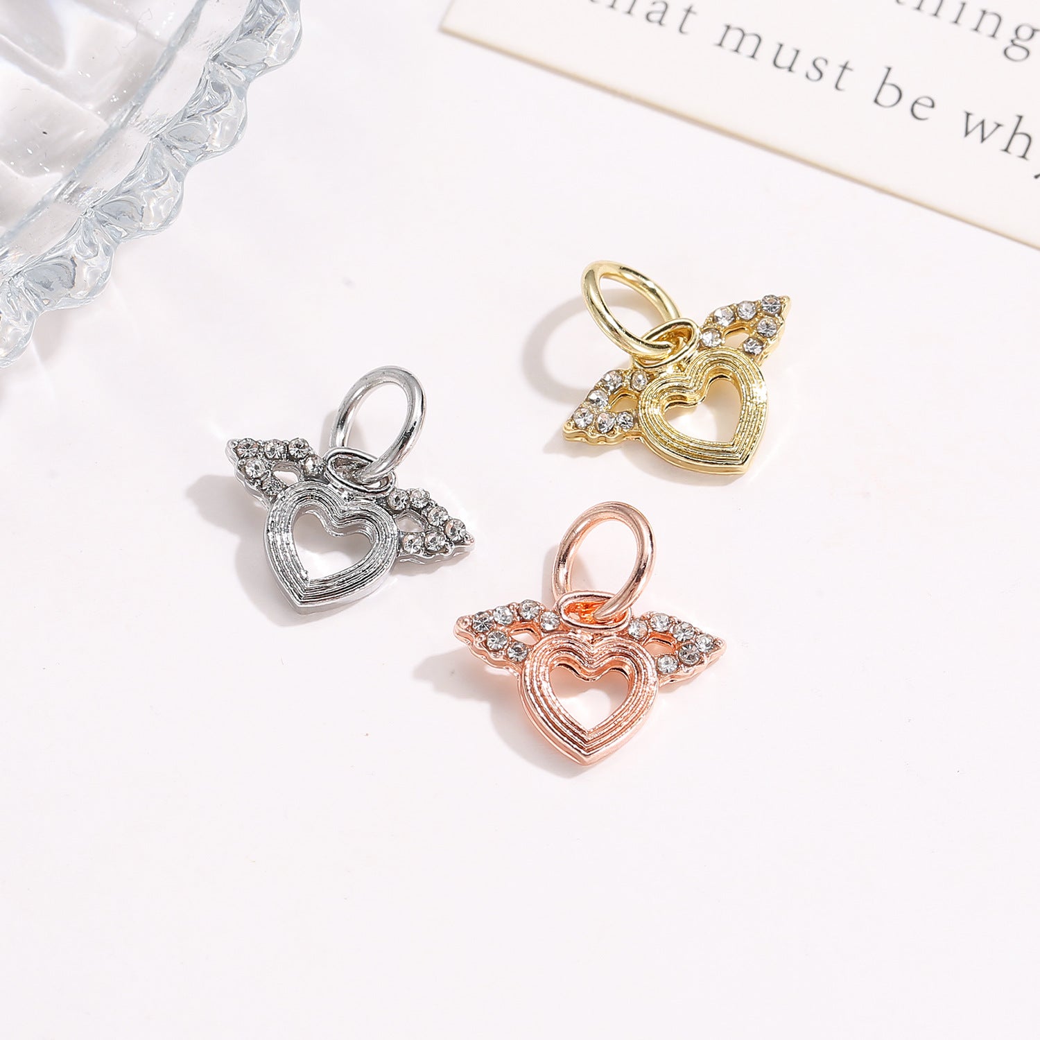 Wholesale 20PCS Angel Wings Heart charms
