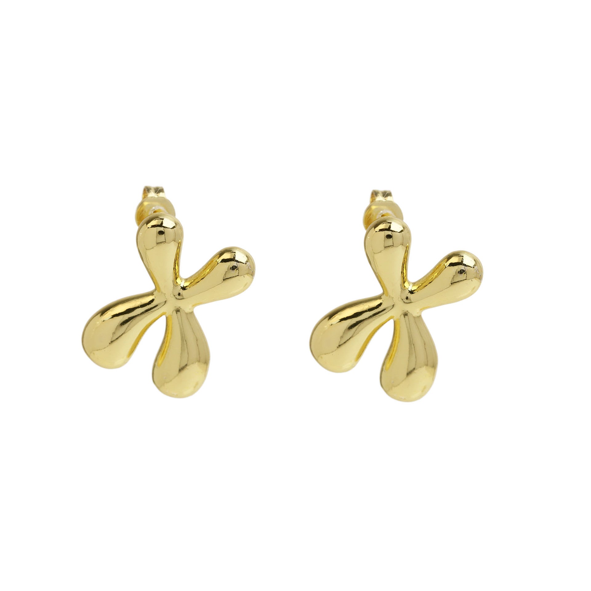 Wholesale  copper plated 18k real gold chubby bubble balloon 26 English letter earrings