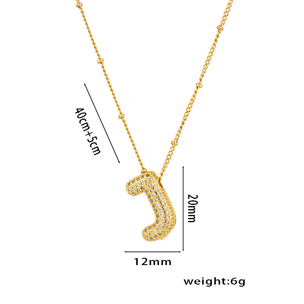 Wholesale Rock Sugar Zircon English Letter Necklace Titanium Steel Necklace ACC-NE-NaBao001