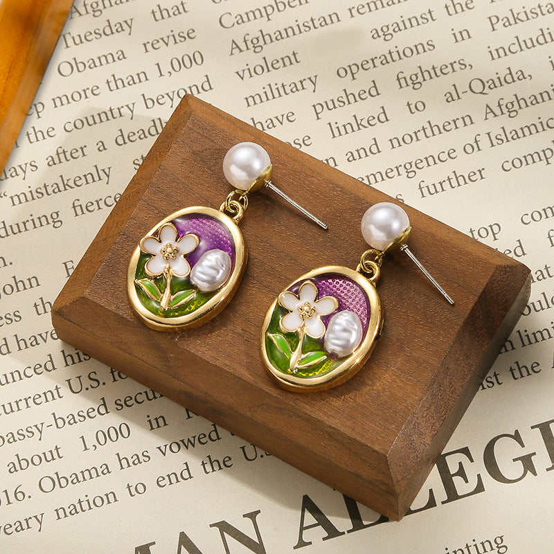 Wholesale Oil Painting Earrings Colorful Earrings