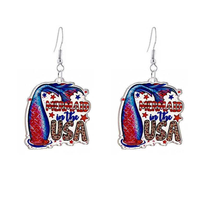 Wholesale American Independence Day Bow Popsicle Acrylic Earrings ACC-ES-YiYuan006