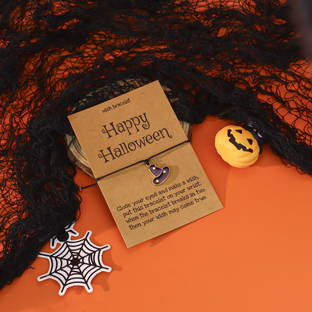 Wholesale  Pumpkin Ghost Bat Drop Oil Bracelet