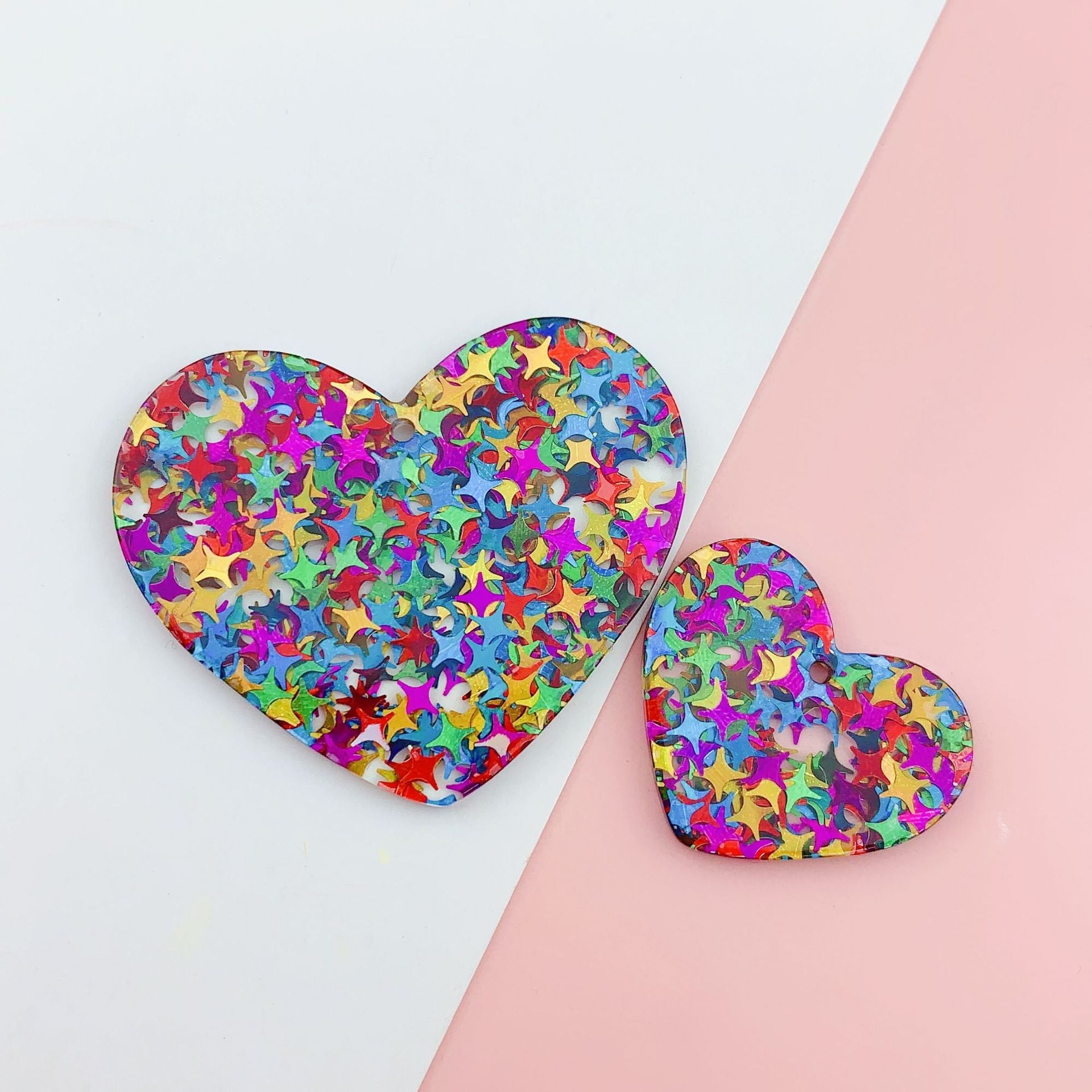 Wholesale 10pcs acrylic color sequins heart-shaped  Pendant