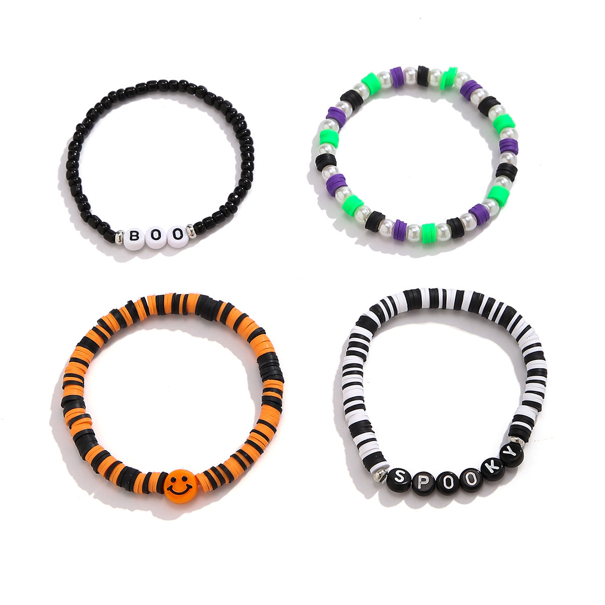 Wholesale Halloween Beaded Pumpkin Bracelets Clay Bead Bracelets Set ACC-BT-XueRou003