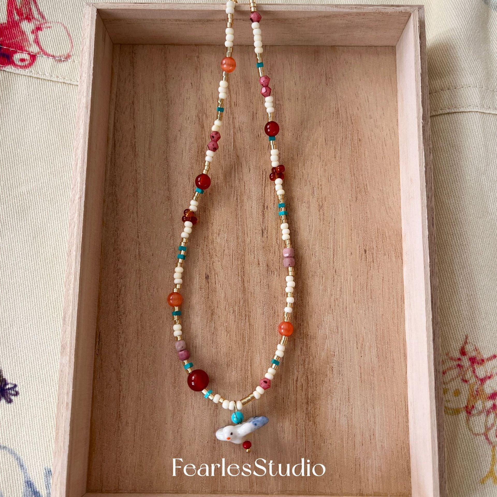 Wholesale  Colorful Natural Stone Rice Bead Necklace