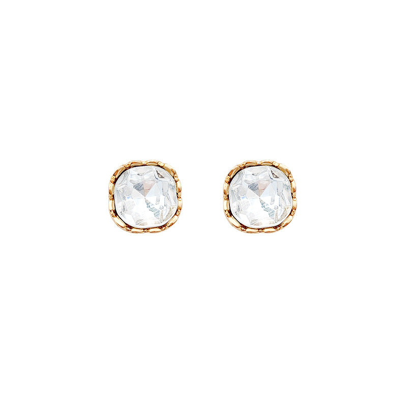Wholesale  925 silver needle Diamond Square stud earrings