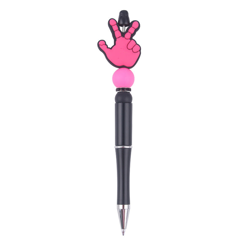 Wholesale Beaded Pen Creative Handmade Palm Silicone Beaded Pen Black Plastic Multifunctional Ballpoint Pen