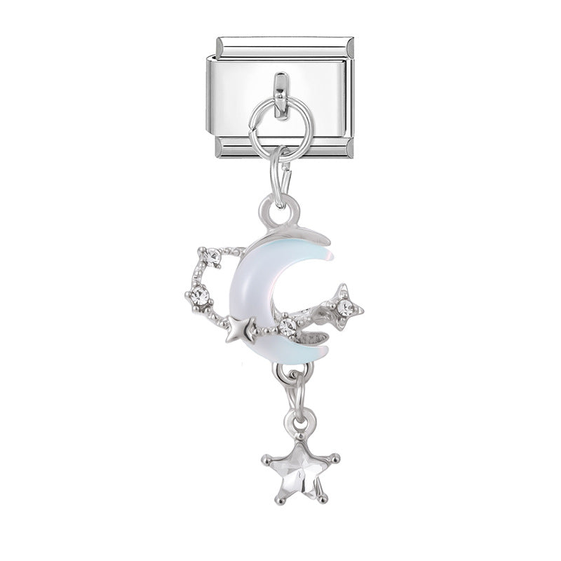 Wholesale Italian Charm Bracelet 9mm DIY Splicing Heart Pendant Stainless Steel Composable Bracelet