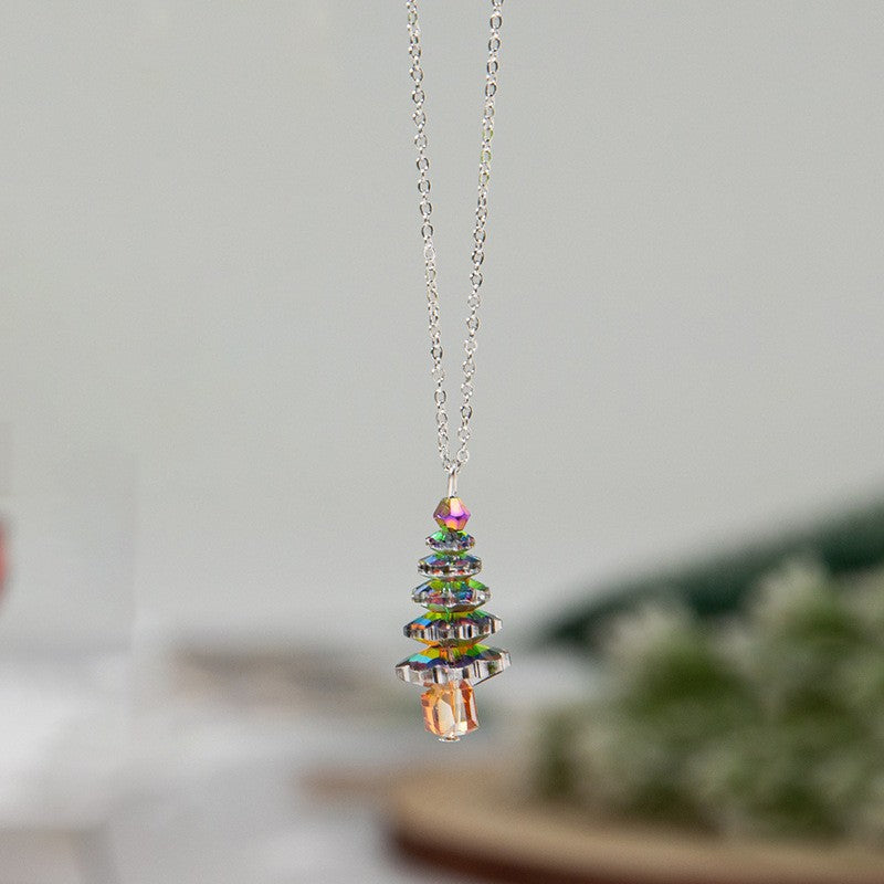 Wholesale Crystal-plated Christmas tree earrings