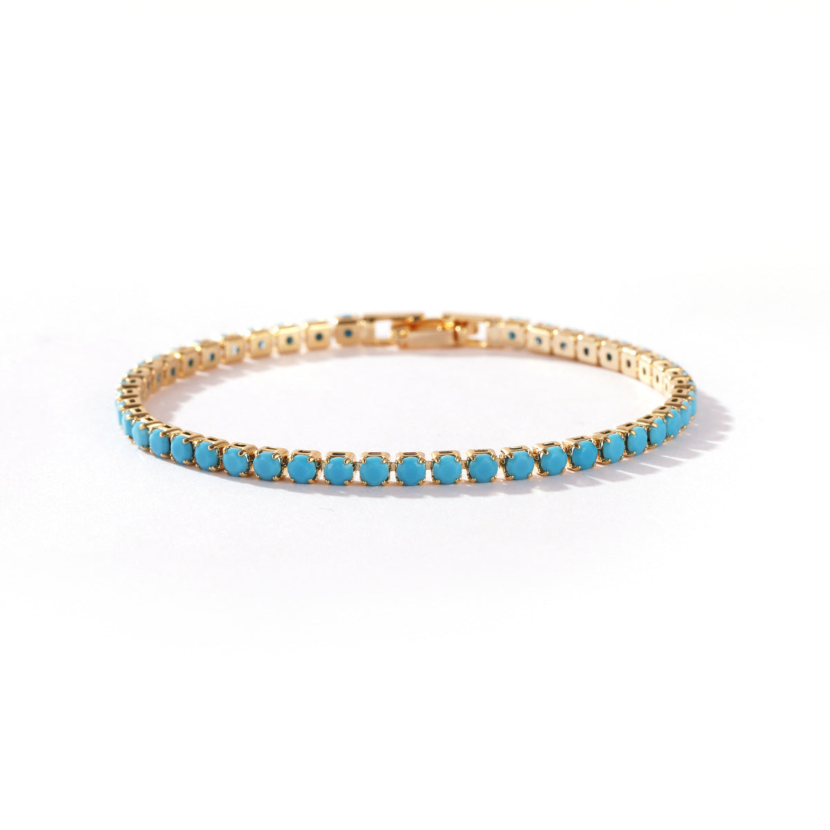 Wholesale 18k Gold Plated Zircon Bracelet,  Blue Turquoise Design,  Boutique Jewelry Accessory