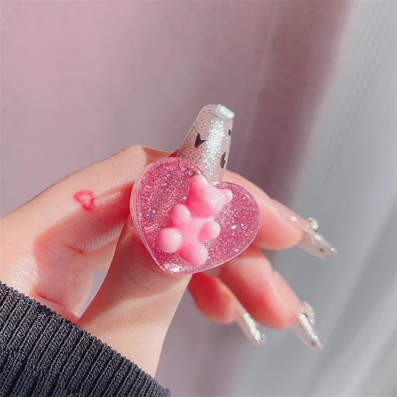 Wholesale  Glitter Bear Love Resin Ring