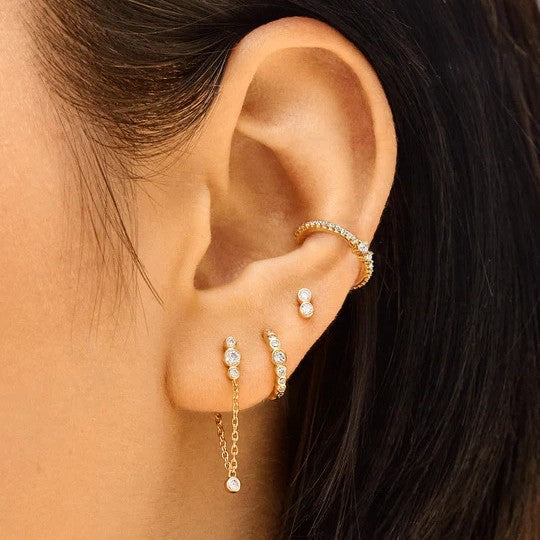 Wholesale 18K gold simple temperament inlaid zircon earrings