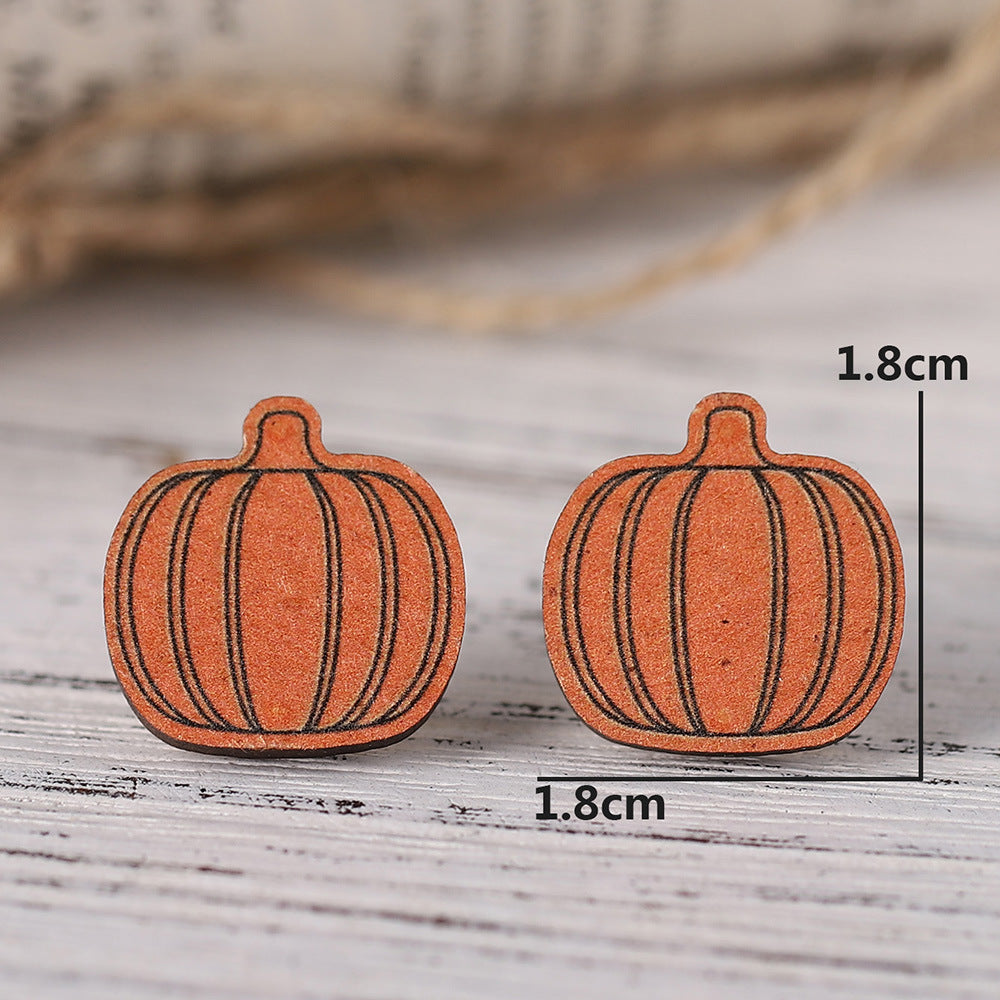Wholesale Halloween Ghost Pumpkin Bat Wood Earrings