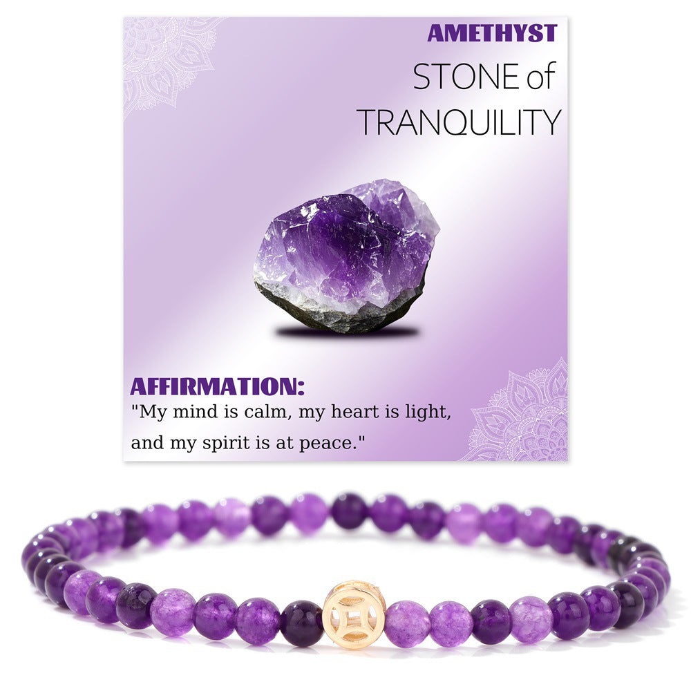 Wholesale Natural Crystal Bracelet 4mm Handmade Beaded Copper Bracelet