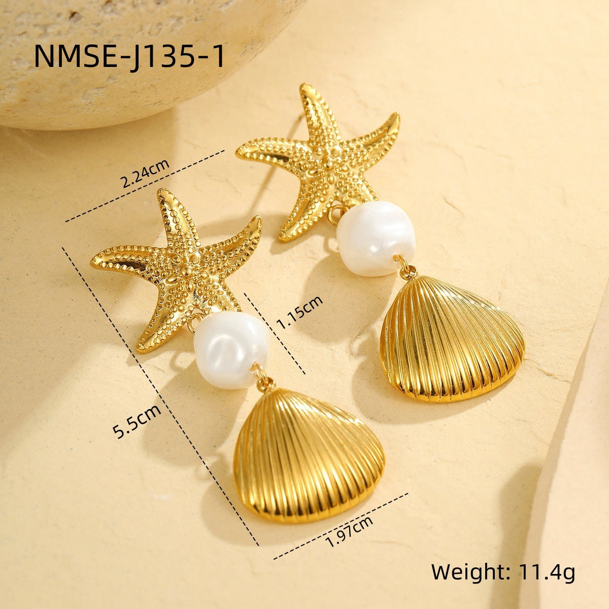 Wholesale Stainless steel starfish pendant earrings fashion metal beach wind earrings