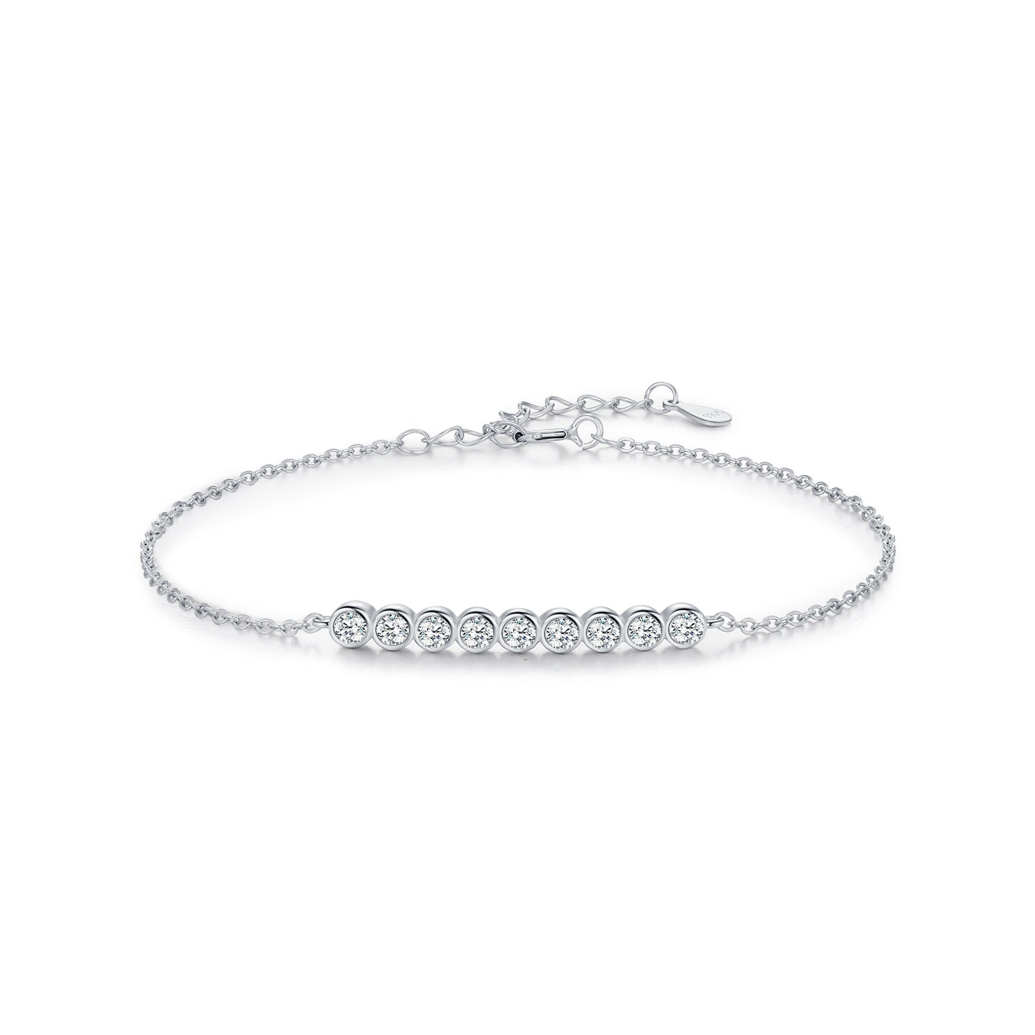 Wholesale diamond s925 silver sparkle row diamond bracelet