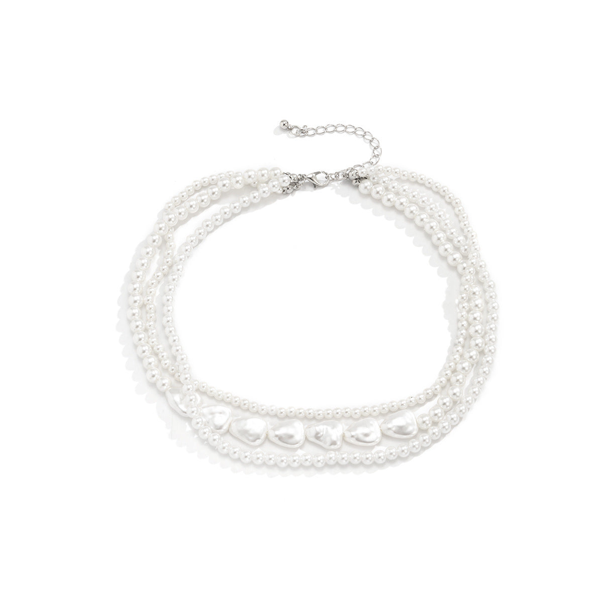 Wholesale retro  pearl stacked woven Baroque necklace
