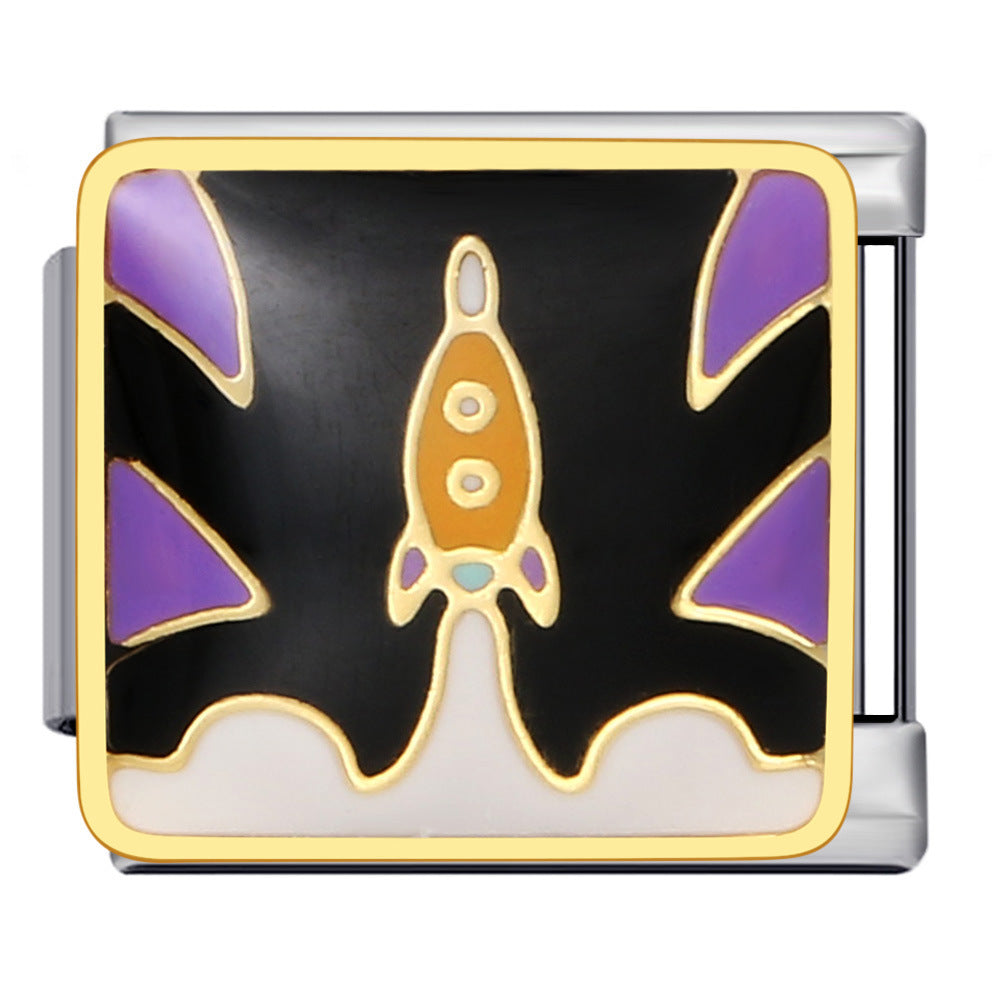 Wholesale Italian Charm Bracelet 9mm DIY Splicing Removable Space Moon Stainless Steel Composable Bracelet