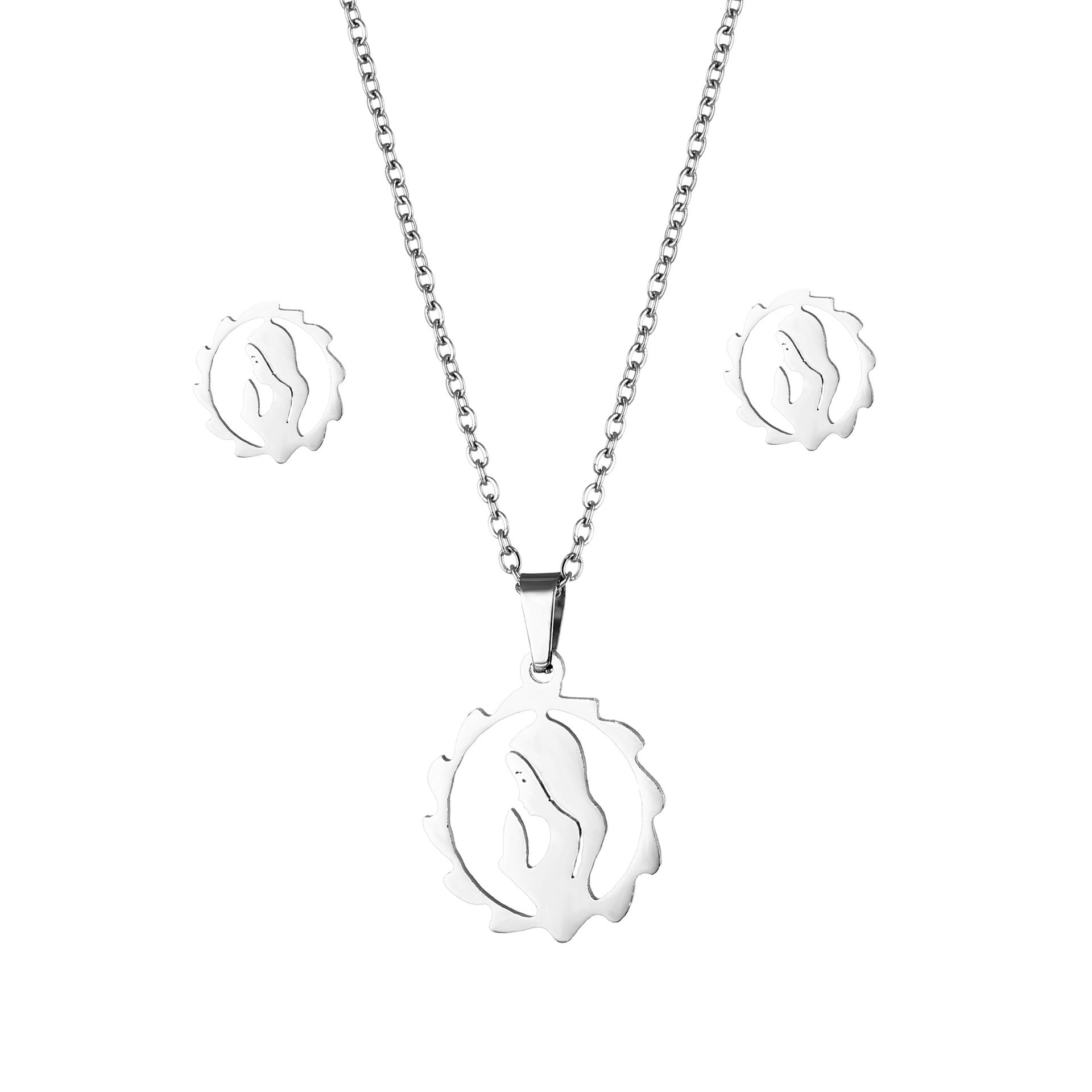 Wholesale Stainless Steel Mother' s Day Necklace Earring Set