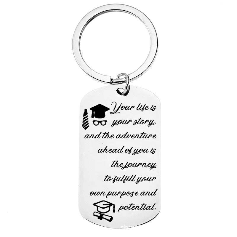 Wholesale Stainless Steel Keychain Engraved Graduation Season Doctoral Hat Commemorative Gift Ornaments ACC-KC-Chenz006