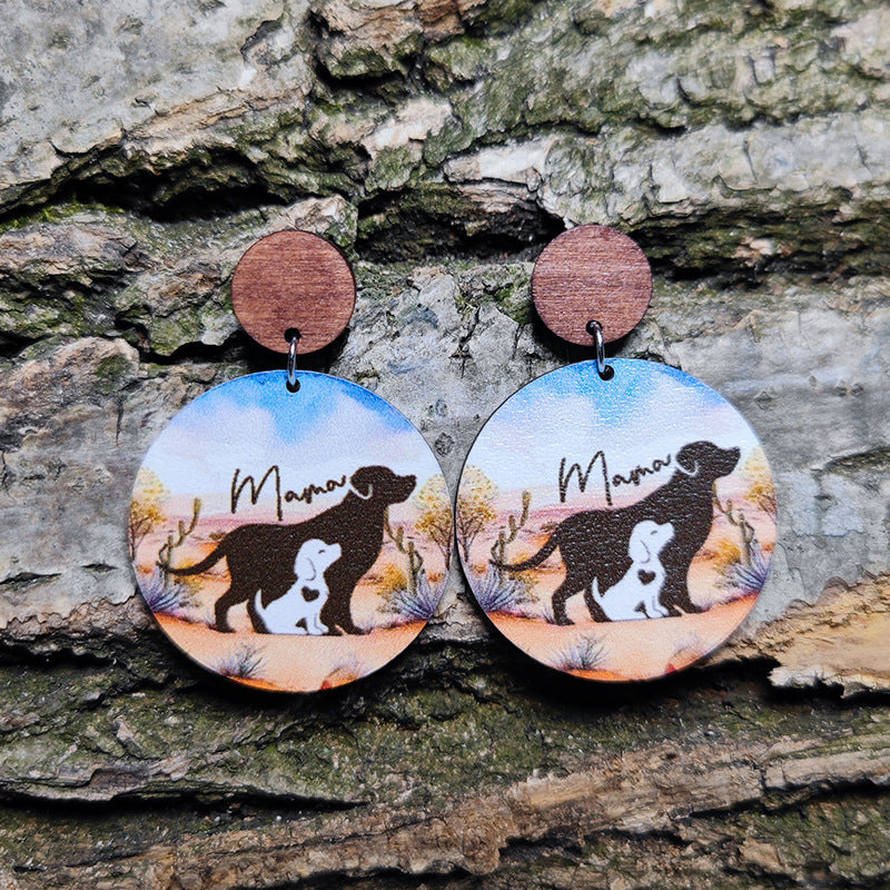 Wholesale  Mother's Day Mom Wood Earrings