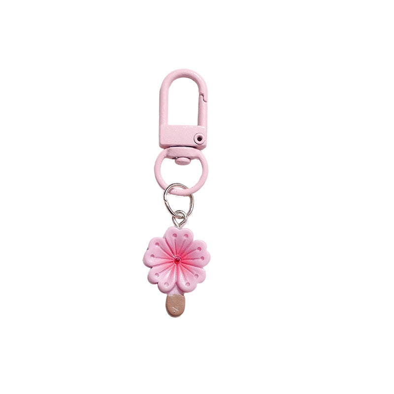 Wholesale Resin Cherry Blossom Macaron Keychain Bag Charm Decorative Accessory Gift